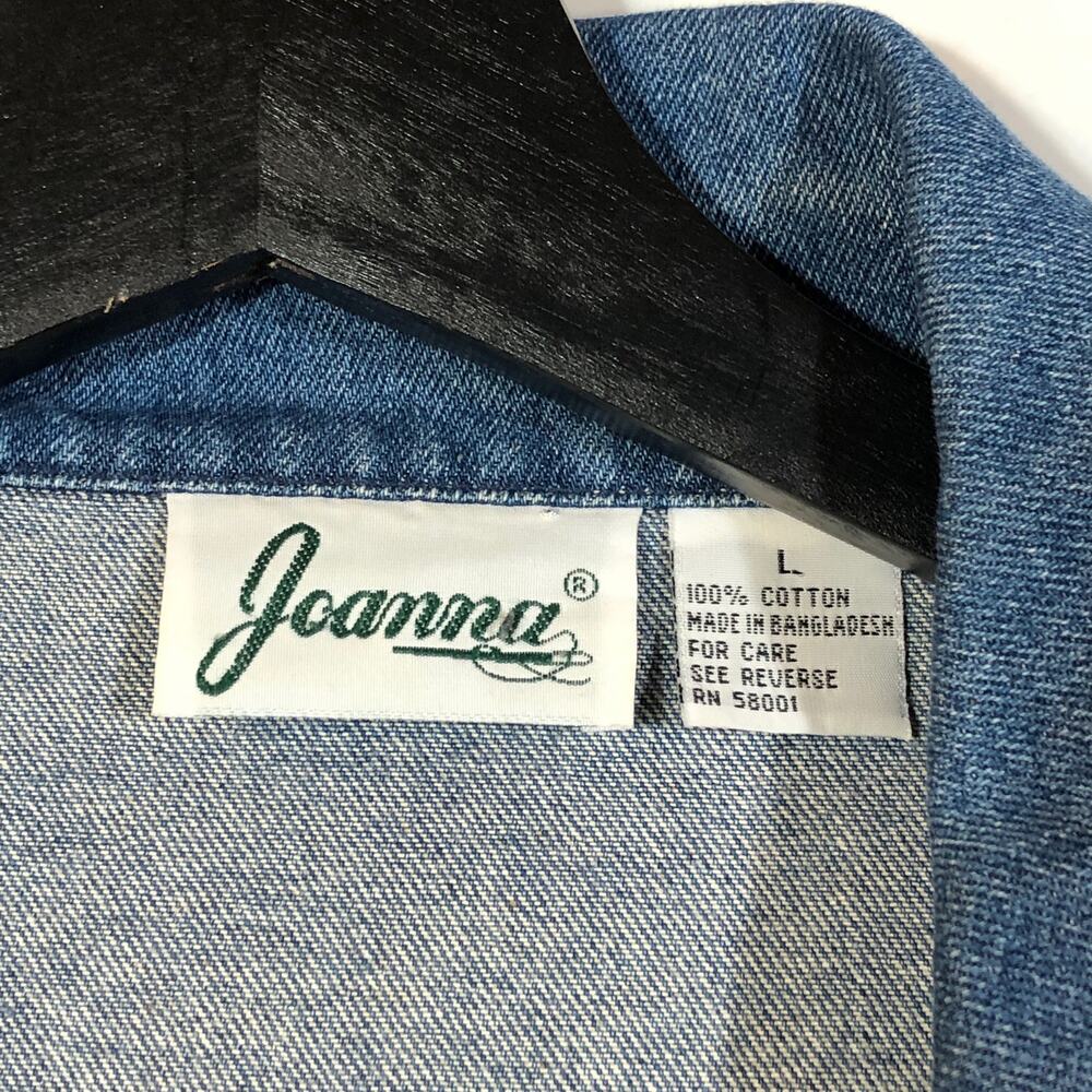 Denim Blazer Vintage Single Button Retro Western Office Blue Large Cotton - Picture 10 of 10